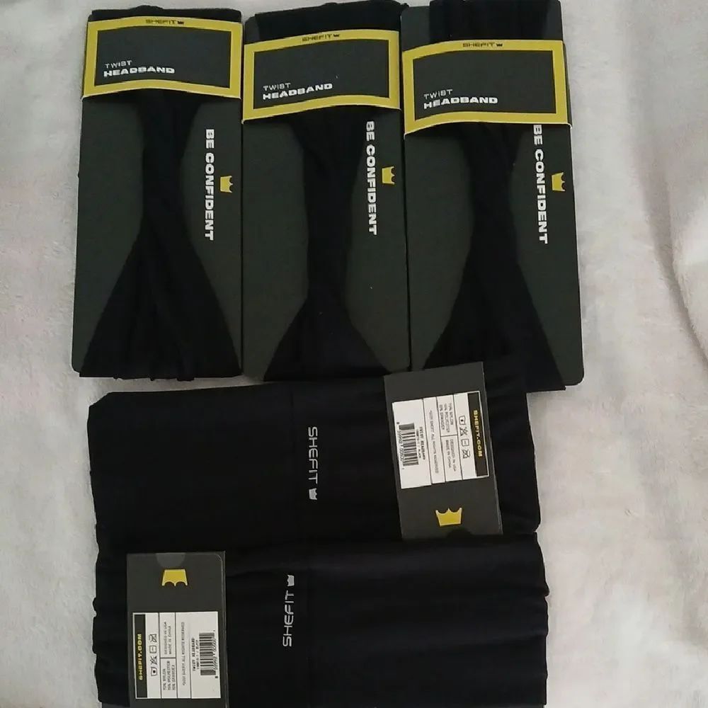 Shefit Black Twist headbands Set of 5 black NEW Width 3.5"